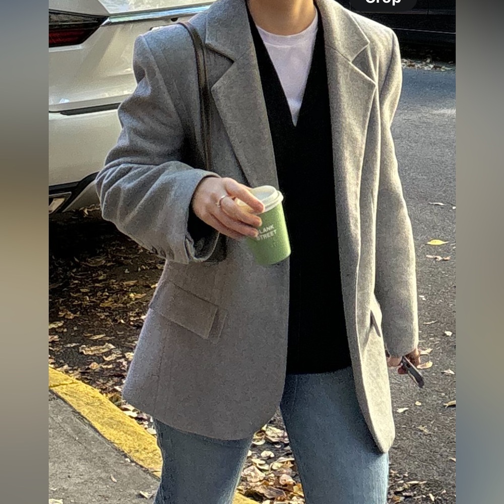 Gray Oversized Wool Blazer - The Odder Side